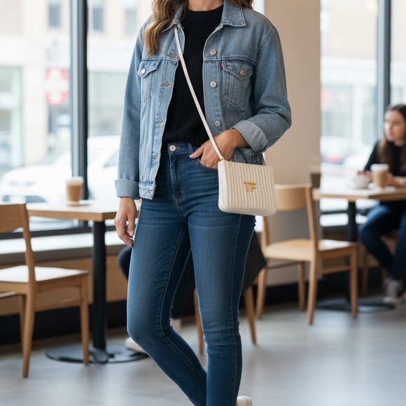 Tom Ford White Quilted Bag with Gold Accent and Tom Ford lip color. - Picture 3 of 5